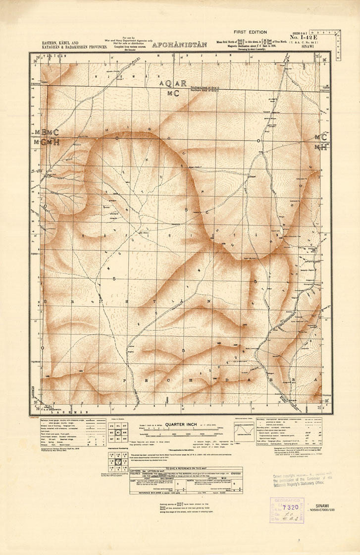 (N:35261) AFGHANISTAN AND N. W FRONTIER PROVINCE U.S.S.R., BALUCHISTAN E IRAN - FOGLIO 37 (B0019738) Carte e stampe antiche: riproduzione a colori su carta (formato A1)