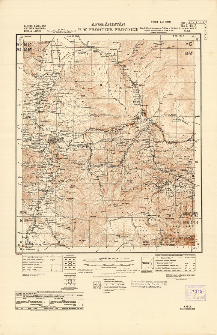 (N:35264) AFGHANISTAN AND N. W FRONTIER PROVINCE U.S.S.R., BALUCHISTAN E IRAN - FOGLIO 40 (B0019741) Carte e stampe antiche: riproduzione a colori su carta (formato A1)