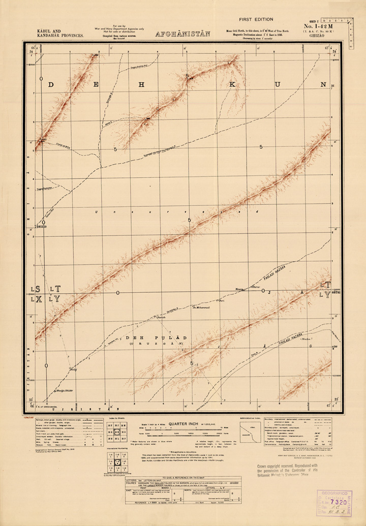 (N:35266) AFGHANISTAN AND N. W FRONTIER PROVINCE U.S.S.R., BALUCHISTAN E IRAN - FOGLIO 42 (B0019743) Carte e stampe antiche: riproduzione a colori su carta (formato A1)
