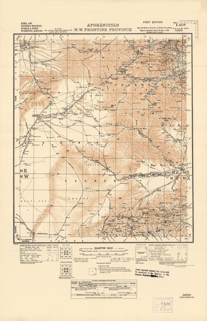 (N:35267) AFGHANISTAN AND N. W FRONTIER PROVINCE U.S.S.R., BALUCHISTAN E IRAN - FOGLIO 43 (B0019744) Carte e stampe antiche: riproduzione a colori su carta (formato A1)