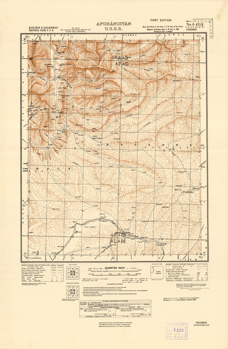 (N:35269) AFGHANISTAN AND N. W FRONTIER PROVINCE U.S.S.R., BALUCHISTAN E IRAN - FOGLIO 45 (B0019746) Carte e stampe antiche: riproduzione a colori su carta (formato A1)