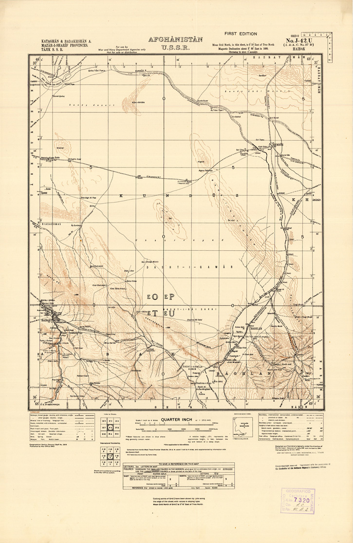 (N:35272) AFGHANISTAN AND N. W FRONTIER PROVINCE U.S.S.R., BALUCHISTAN E IRAN - FOGLIO 48 (B0019749) Carte e stampe antiche: riproduzione a colori su carta (formato A1)
