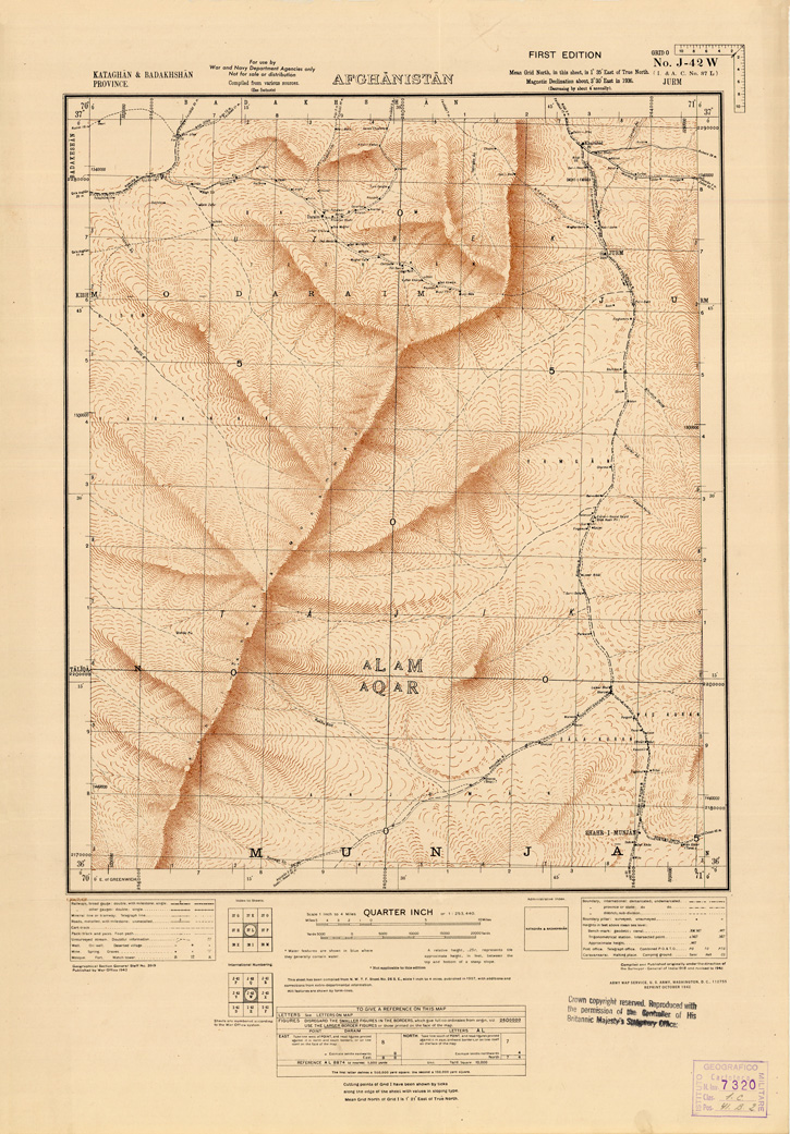 (N:35274) AFGHANISTAN AND N. W FRONTIER PROVINCE U.S.S.R., BALUCHISTAN E IRAN - FOGLIO 50 (B0019751) Carte e stampe antiche: riproduzione a colori su carta (formato A1)