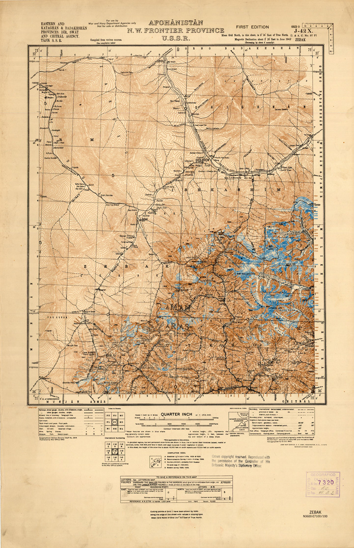 (N:35275) AFGHANISTAN AND N. W FRONTIER PROVINCE U.S.S.R., BALUCHISTAN E IRAN - FOGLIO 51 (B0019752) Carte e stampe antiche: riproduzione a colori su carta (formato A1)