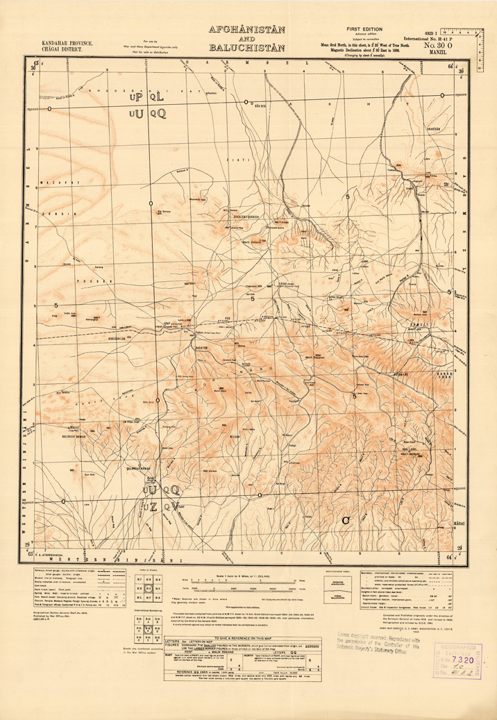 (N:35293) AFGHANISTAN AND N. W FRONTIER PROVINCE U.S.S.R., BALUCHISTAN E IRAN - FOGLIO 53 (B0019754) Carte e stampe antiche: riproduzione a colori su carta (formato A1)