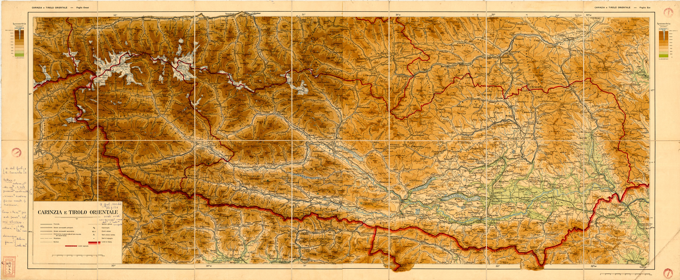 (N:35428) CARINZIA E TIROLO ORIENTALE - Foglio Est Foglio Ovest (B0019762) Carte e stampe antiche: riproduzione a colori su carta (formato A1)