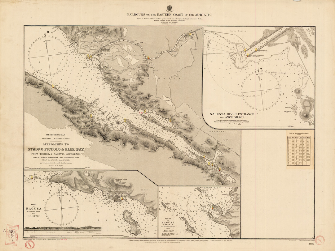 (N:35440) HARBOURS OF THE EASTERN COAST OF ADRIATIC (B0019773) Carte e stampe antiche: riproduzione a colori su carta (formato A1)