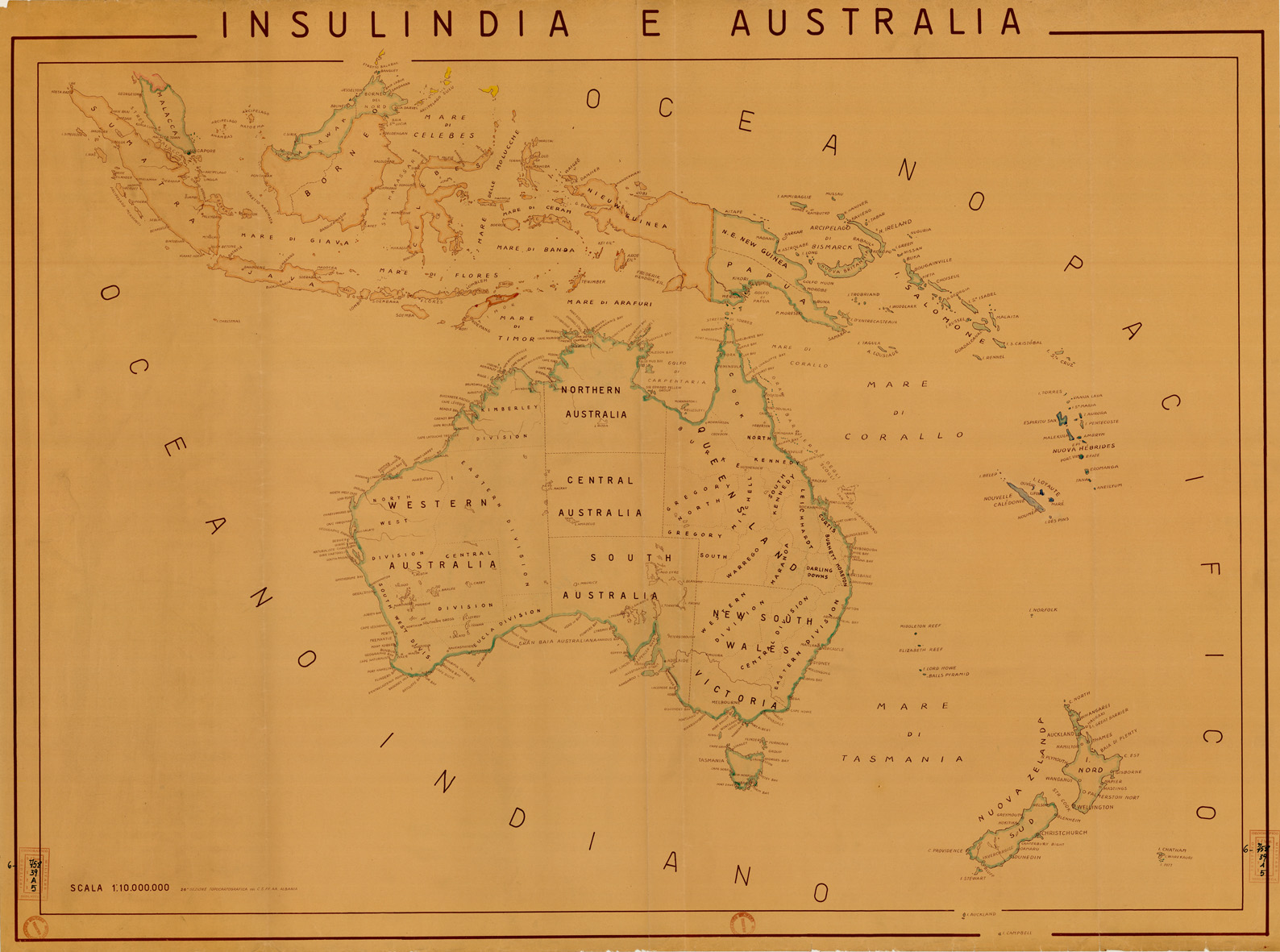 (N:35449) INSULINDIA E AUSTRALIA (B0019782) Carte e stampe antiche: riproduzione a colori su carta (formato A1)