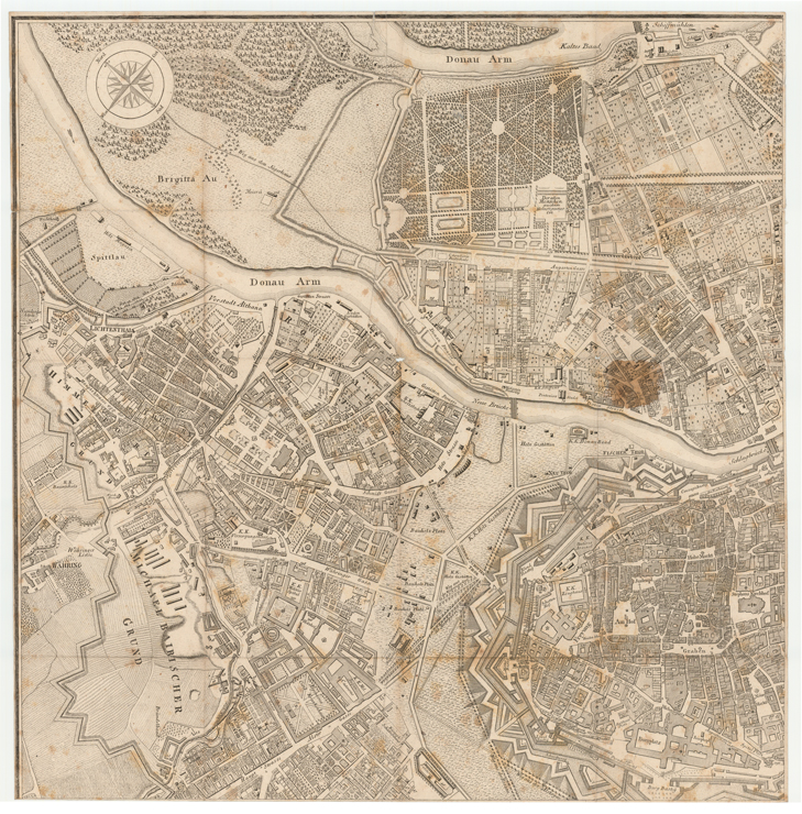 (N:32362) PLAN DE LA VILLE DE VIENNA (B0019931) Carte e stampe antiche: riproduzione a colori su carta (formato A1)