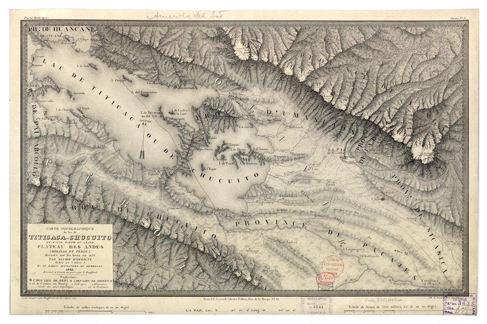 (N:33404) AMERICA - CARTE TOPOGRAPHIQUE DU LAC TITICACA OU CHUCUITO ET D'UNE PARTIE DU GRAND PALTEAU DES ANDES (BOLIVIA-PEROU) (B0019969) Carte e stampe antiche: riproduzione a colori su carta (formato A1)
