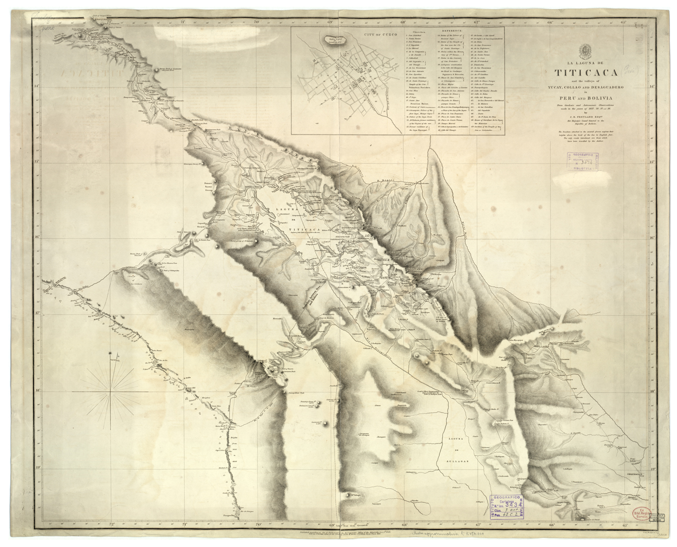 (N:33408) AMERICA - LA LAGUNA DE TITICACA AND THE VALLEYS OF YUCAY, COLLAO AND DESAGUADERO IN PERU AND BOLIVIA (B0019973) Carte e stampe antiche: riproduzione a colori su carta (formato A1)
