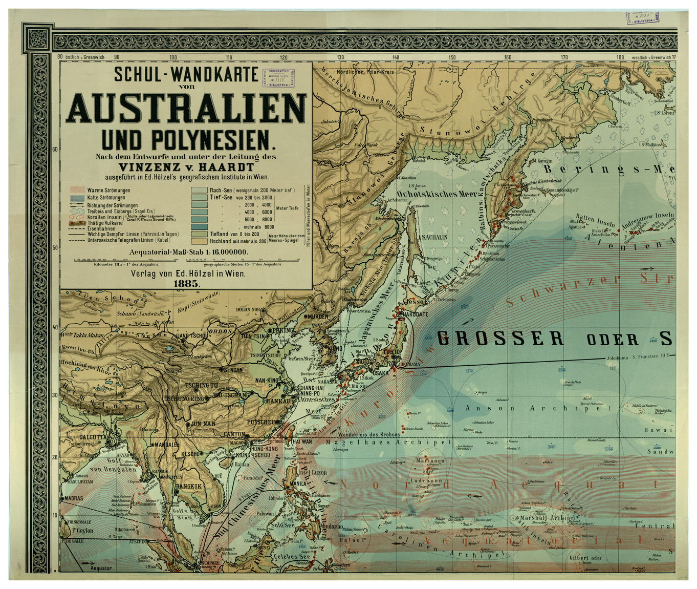 (N:33497) OCEANIA - SCHUL-WANDKARTE VON AUSTRALIEN UND POLYNESIEN - FOGLIO 1 (B0019997) Carte e stampe antiche: riproduzione a colori su carta (formato A1)