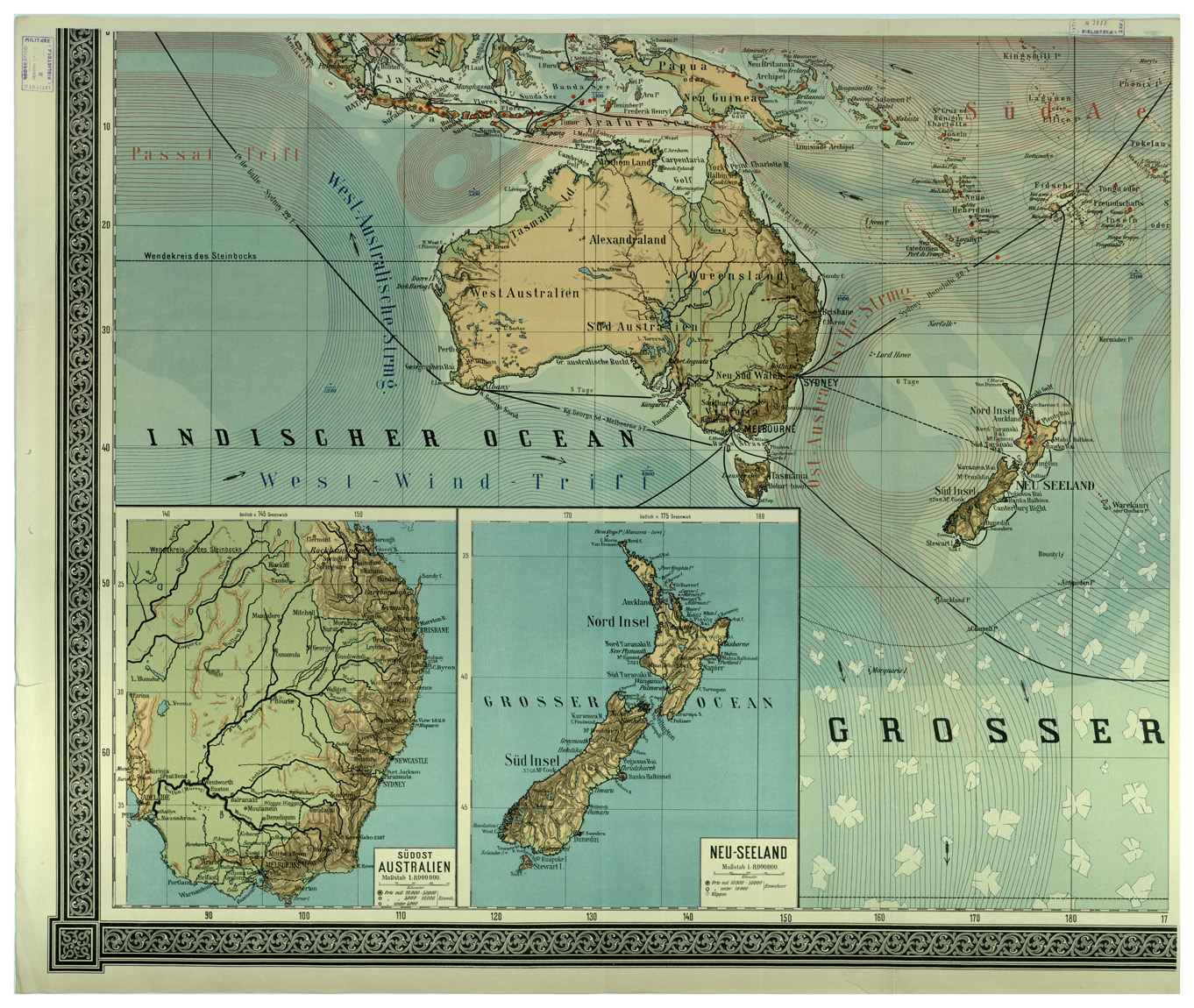 (N:33501) OCEANIA - SCHUL-WANDKARTE VON AUSTRALIEN UND POLYNESIEN - FOGLIO 4 (B0020000) Carte e stampe antiche: riproduzione a colori su carta (formato A1)