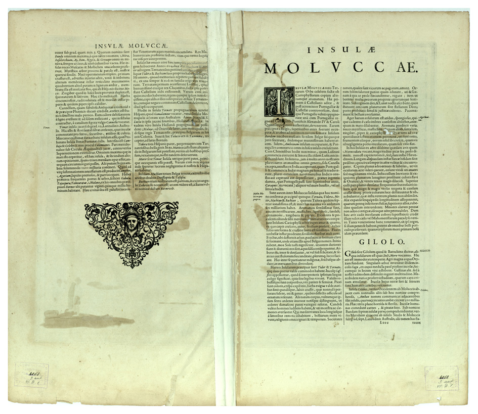 (N:33500) INDIE OLANDESI - INSULARUM MOLUCCARUM NOVA DESCRIPTIO - FRONTE-RETRO (B0020002, B0020001) Carte e stampe antiche: riproduzione a colori su carta (formato A1)
