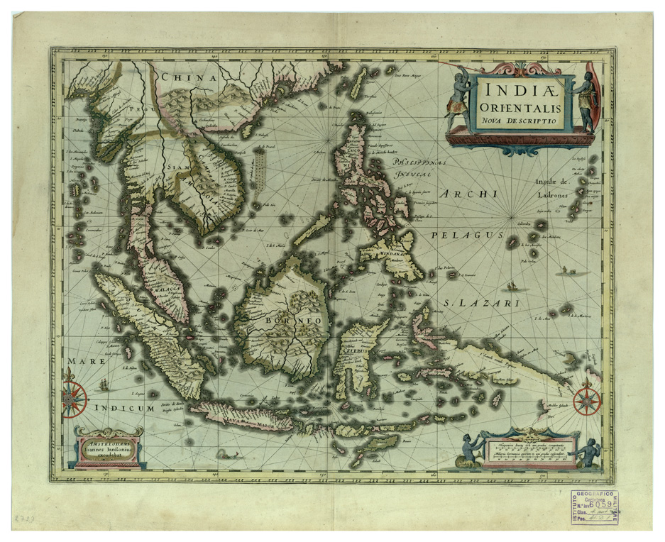 (N:33502) INDIE OLANDESI - INDICE ORIENTALIS NOVA DESCRIPTIO - FRONTE-RETRO (B0020004, B0020003) Carte e stampe antiche: riproduzione a colori su carta (formato A1)
