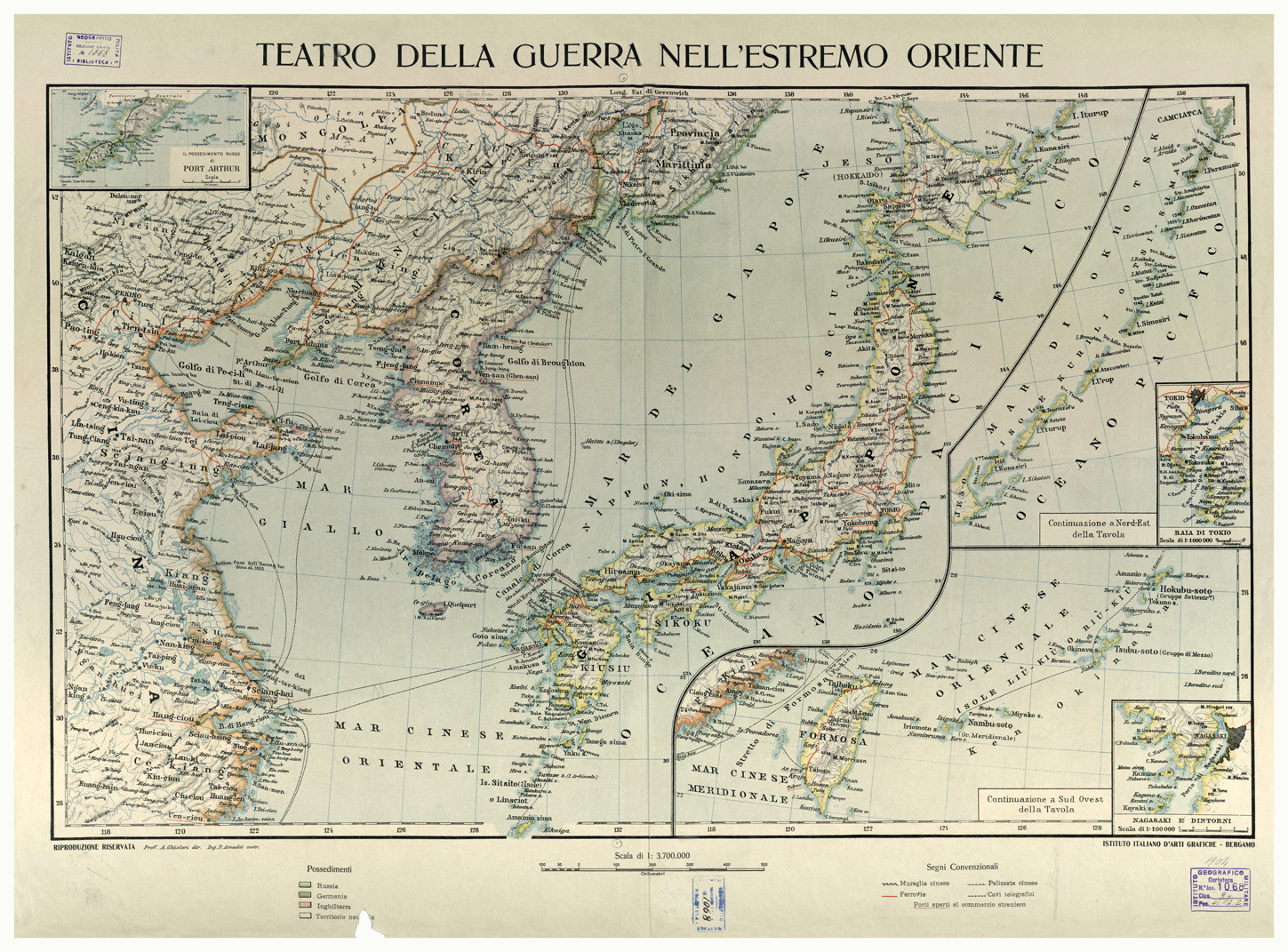 (N:33734) ASIA - TEATRO DELLA GUERRA NELL'ESTREMO ORIENTALE (B0020034) Carte e stampe antiche: riproduzione a colori su carta (formato A1)
