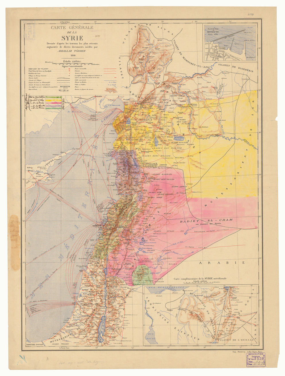 (N:33798) SIRIA - CARTE GENERALE DE  LA SYRIE (B0020065) Carte e stampe antiche: riproduzione a colori su carta (formato A1)