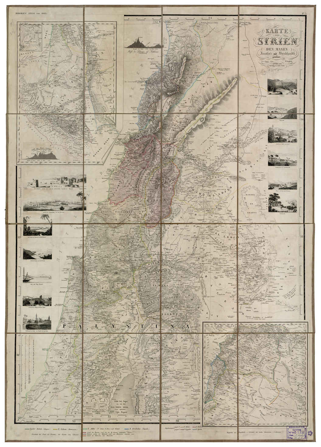(N:34080) PALESTINA - KARTE VON SYRIEN DEN MANEN JACOTINS UND BURCKARTS - FOGLIO 1 (B0020104) Carte e stampe antiche: riproduzione a colori su carta (formato A1)