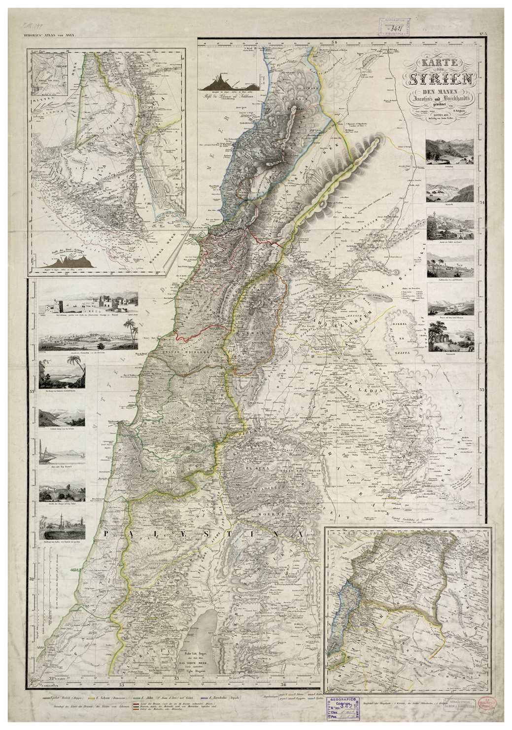 (N:34081) PALESTINA - KARTE VON SYRIEN DEN MANEN JACOTINS UND BURCKARTS - FOGLIO 2 (B0020105) Carte e stampe antiche: riproduzione a colori su carta (formato A1)
