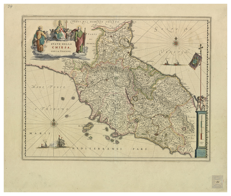 (N:34094) ITALIA - STATO DELLA CHIESA CON LA TOSCANA (B0020118) Carte e stampe antiche: riproduzione a colori su carta (formato A1)