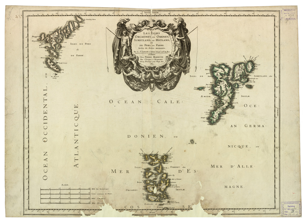 (N:34076) INGHILTERRA - LES ISLES ORCADNEY OU ORKNEY, OU SCHETLAND OU TLETLAND ETC... (B0020126) Carte e stampe antiche: riproduzione a colori su carta (formato A1)