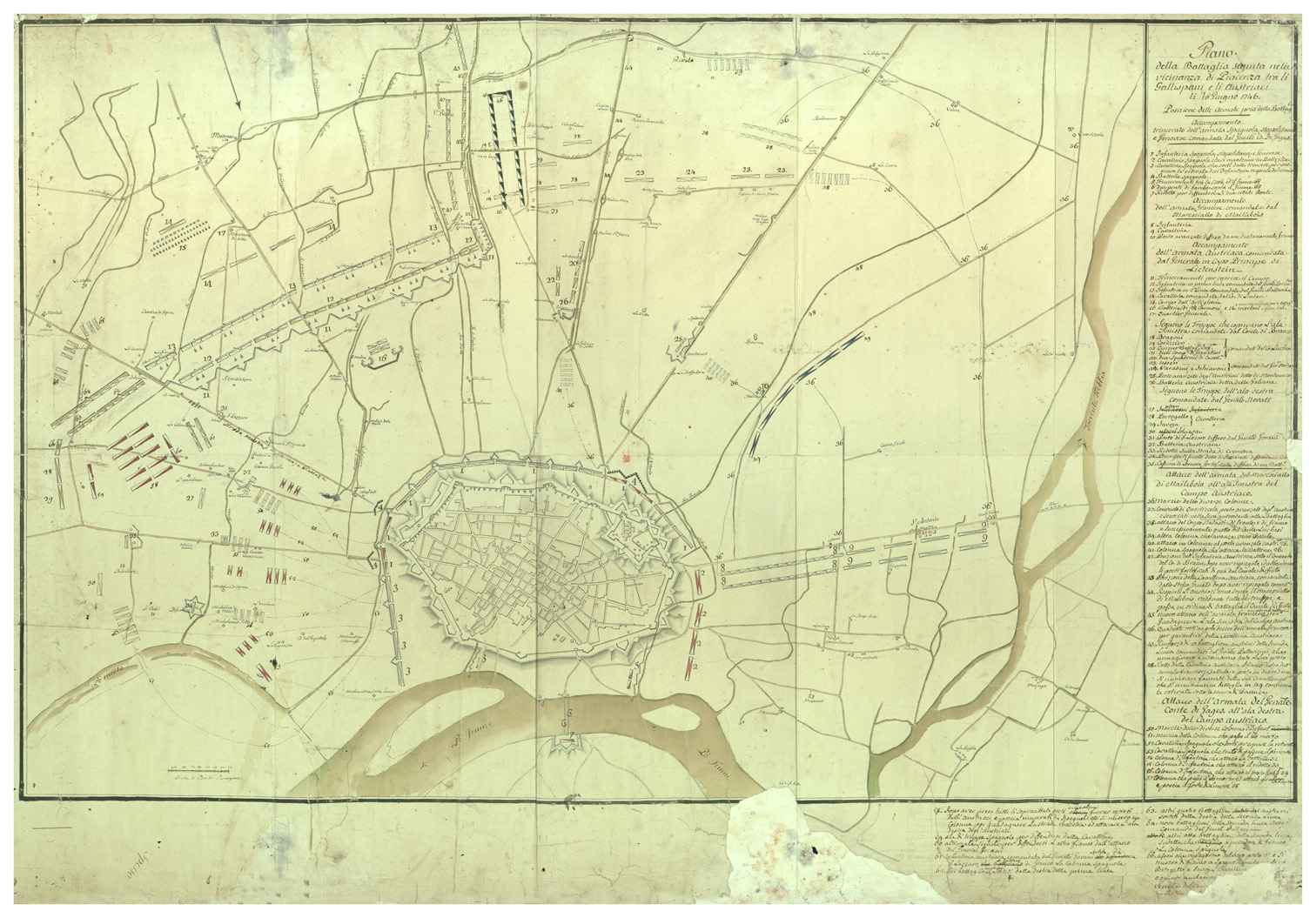 (N:34166) PIANO DI BATTAGLIA DI PIACENZA (B0020133) Carte e stampe antiche: riproduzione a colori su carta (formato A1)