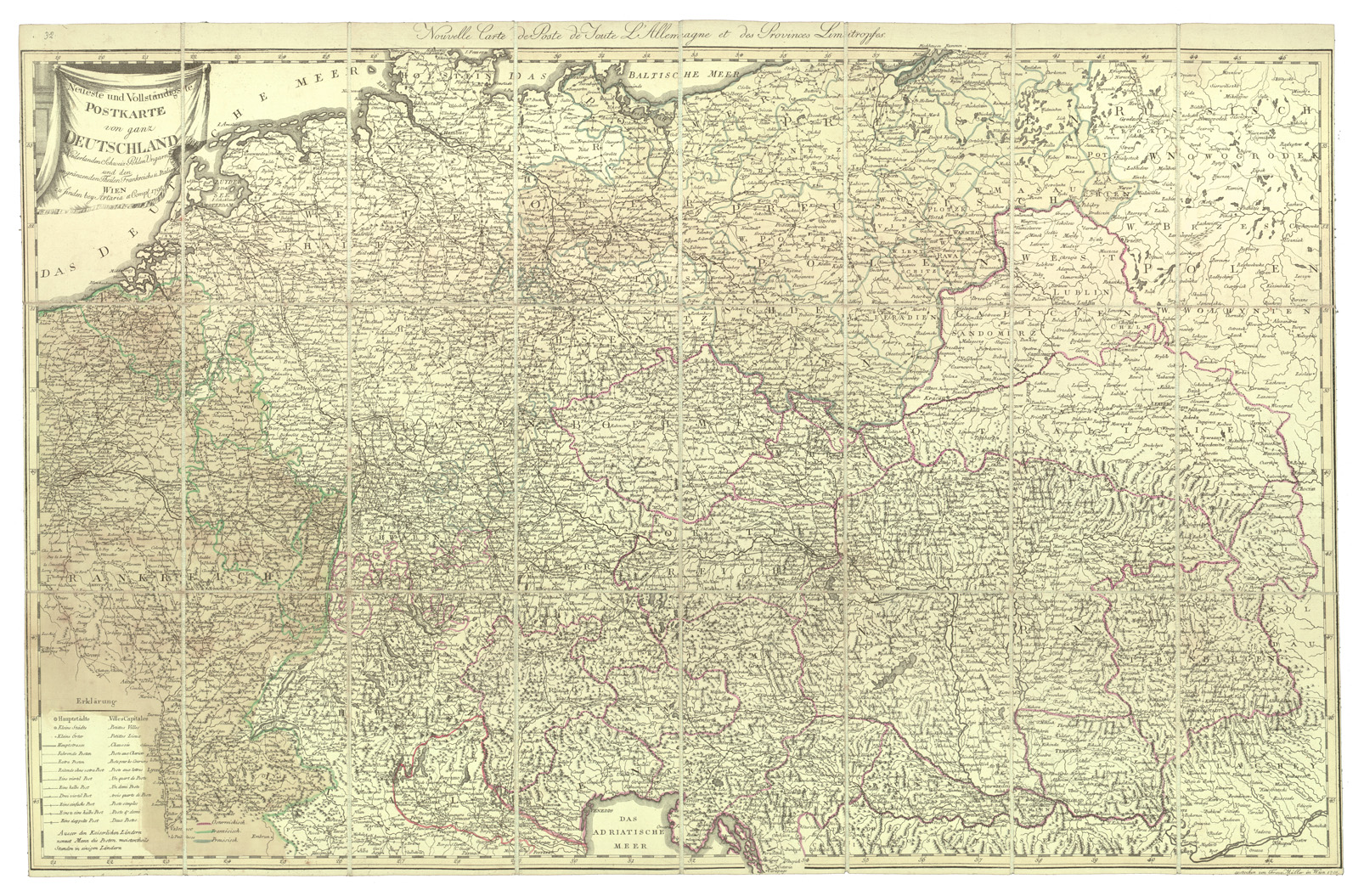 (N:34173) GERMANIA NEUESTE UND VOLLSTANDIGSTE POSTKARTE VON GANZ DEUTSCHLAND etc... (B0020137) Carte e stampe antiche: riproduzione a colori su carta (formato A1)