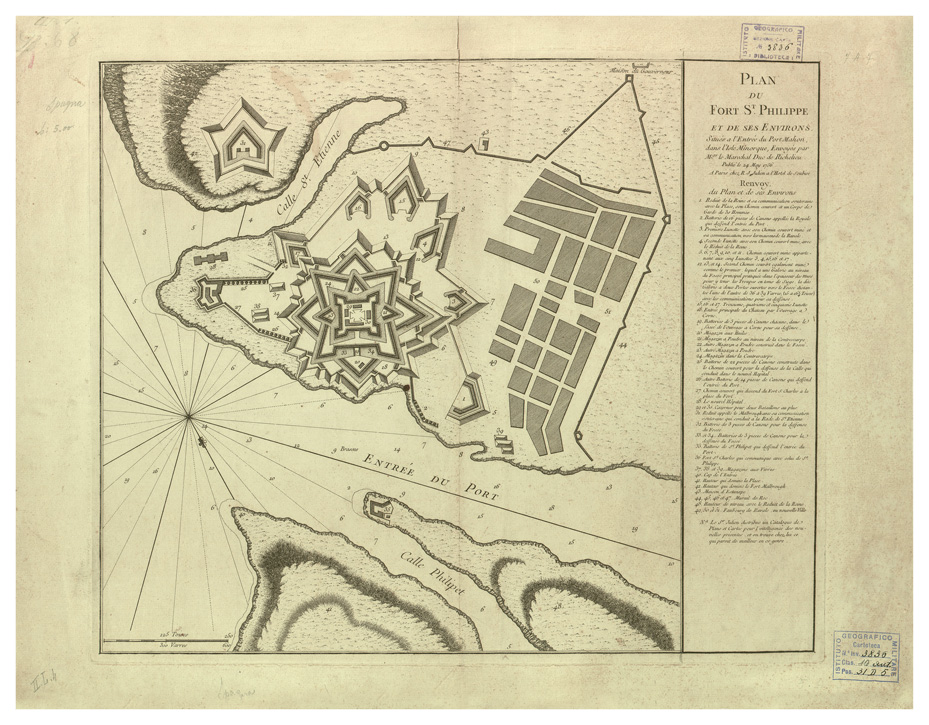 (N:34211) PLAN DU FORT ST. PHILIPPE ET DE SES ENVIRONS (B0020174) Carte e stampe antiche: riproduzione a colori su carta (formato A1)