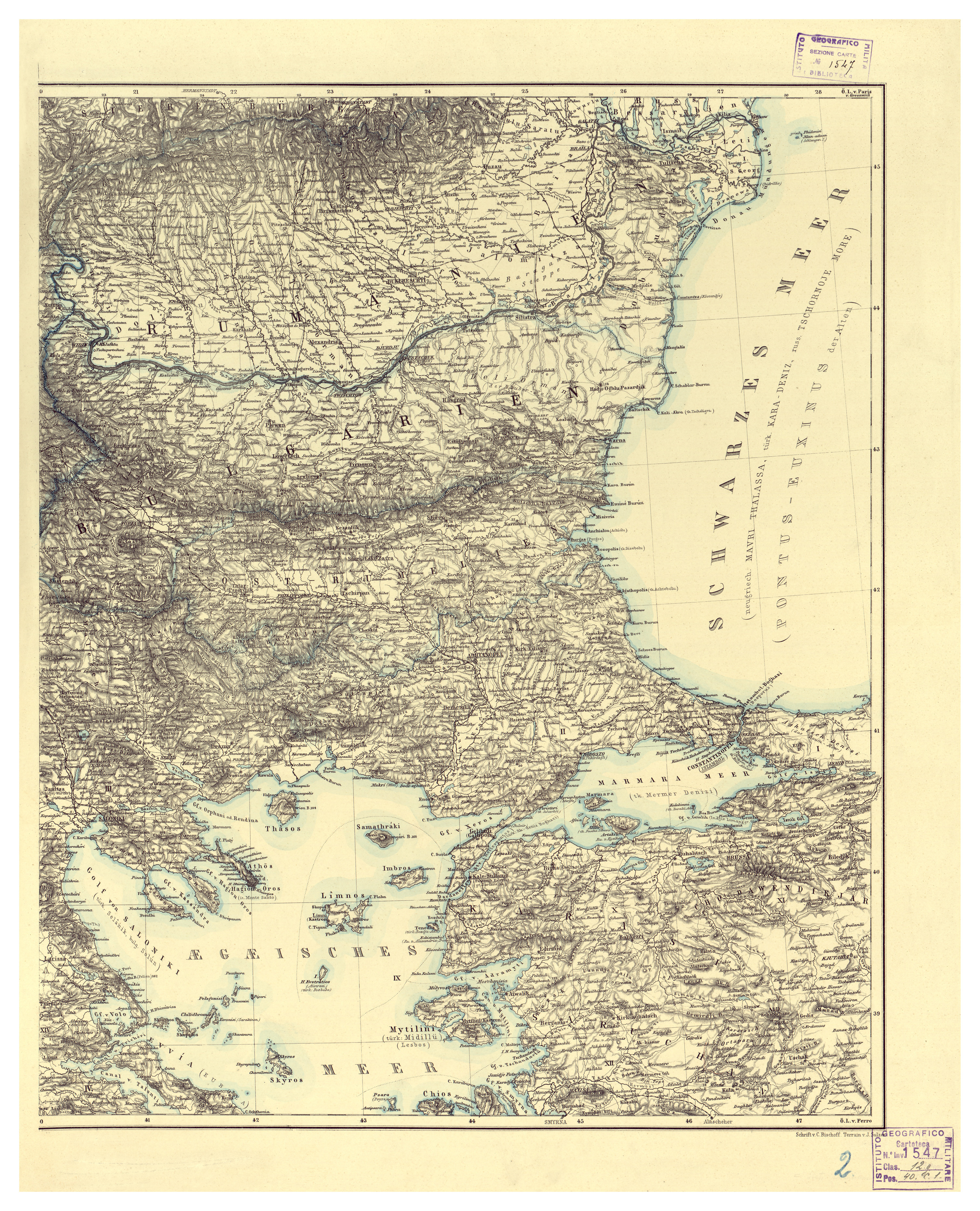 (N:34278) GENERAL KARTE DER SUDOST - EUROPAISCHEN HALBINSEL - FOGLIO 2 (B0020218) Carte e stampe antiche: riproduzione a colori su carta (formato A1)