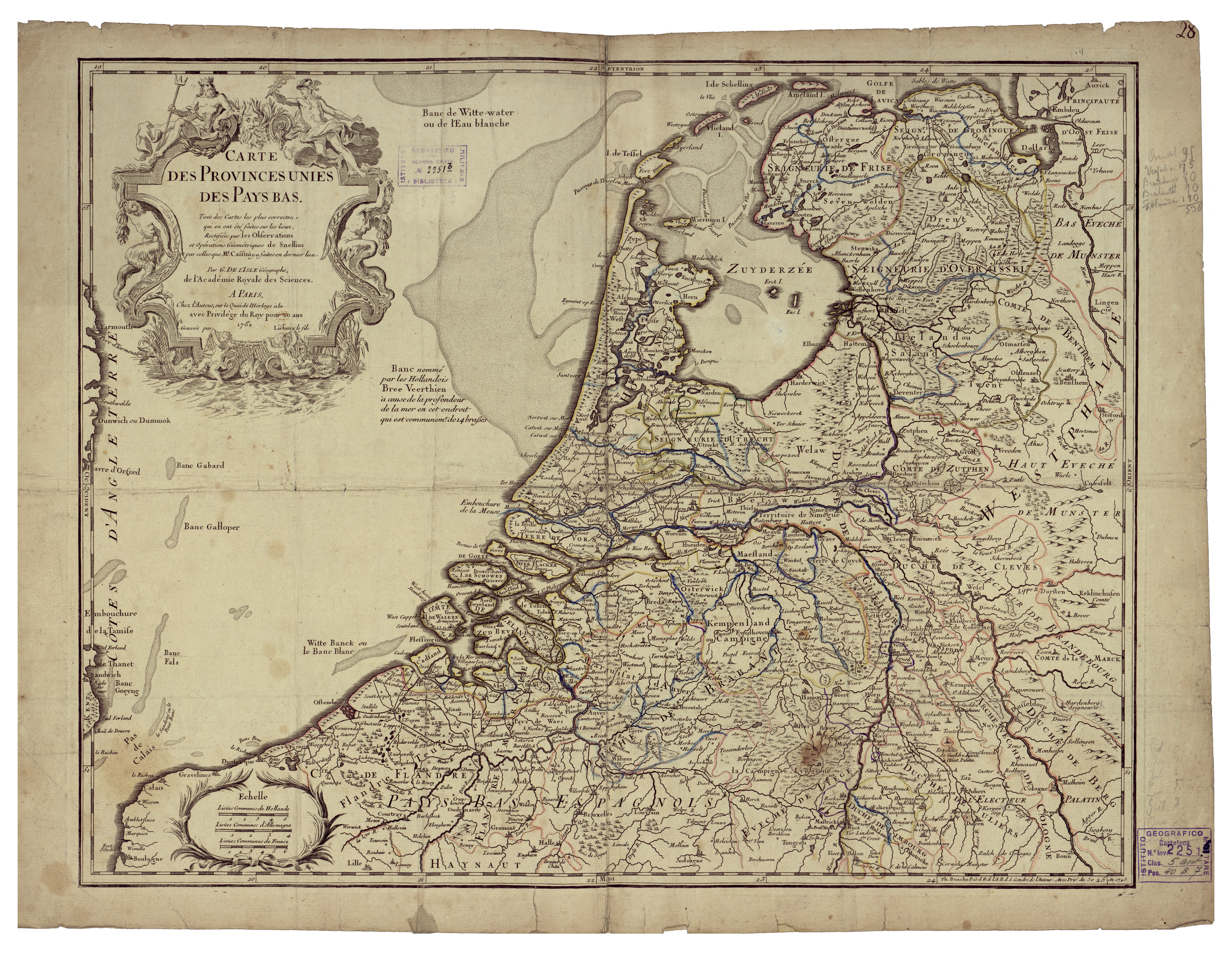 (N:34312) CARTE DES PROVINCES UNIES DES PAYS-BAS (B0020251) Carte e stampe antiche: riproduzione a colori su carta (formato A1)