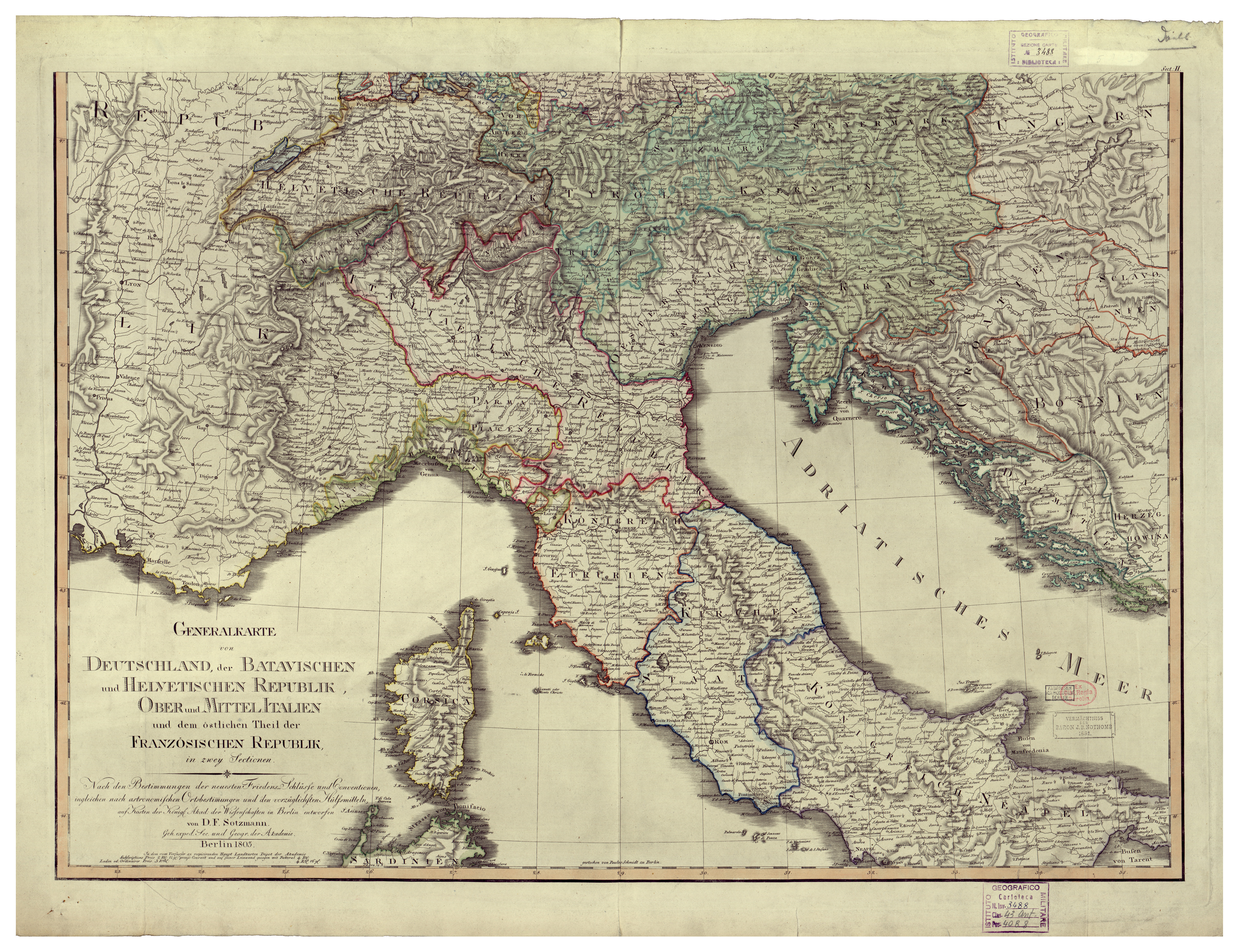 (N:34324) GENERAL KARTE VON DEUTSCHLAND DER BATAVISCHEN UND HELVETISCHN REPUBLIK ECC..ECC.. - FOGLIO 2 (B0020262) Carte e stampe antiche: riproduzione a colori su carta (formato A1)