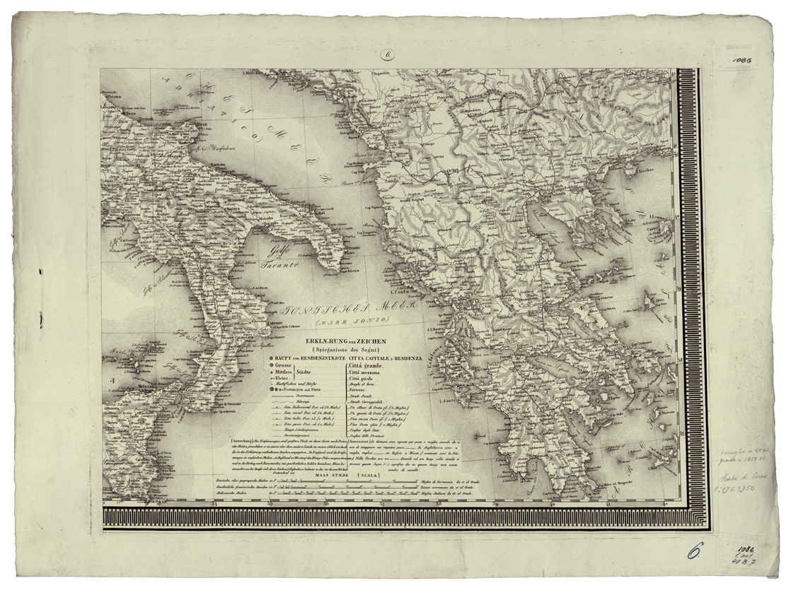 (N:34400) NEUESTE GENERAL UND POST-KARTE VON GANZ DEUTSCHLAND UND ITALIEN MIT INBEGRIFF ALLER ETC... - FOGLIO 6 (B0020298) Carte e stampe antiche: riproduzione a colori su carta (formato A1)