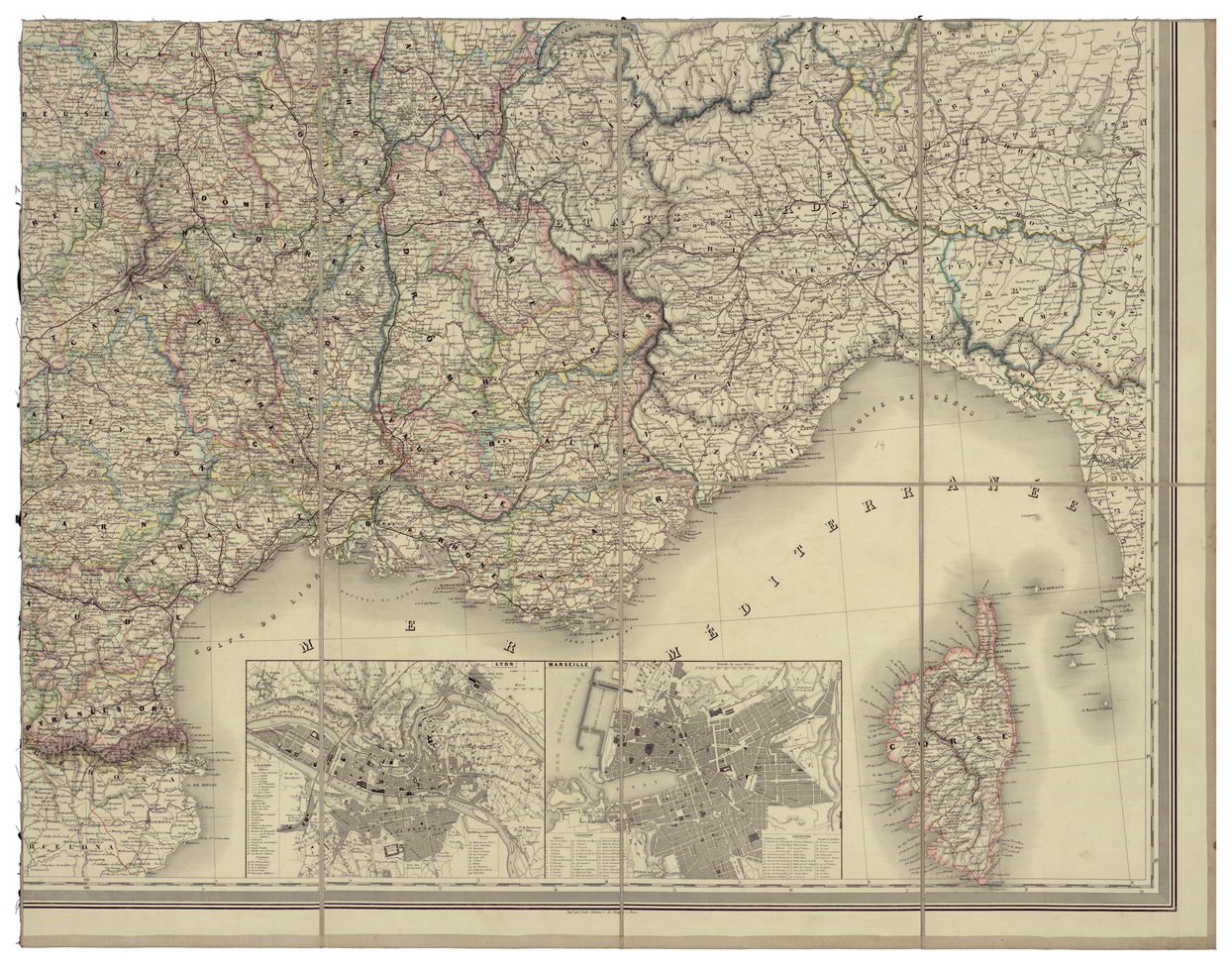(N:34422) CARTE ADMINISTRATIVE ET PHYSIQUE DE LA FRANCE - FOGLIO 3 (B0020318) Carte e stampe antiche: riproduzione a colori su carta (formato A1)
