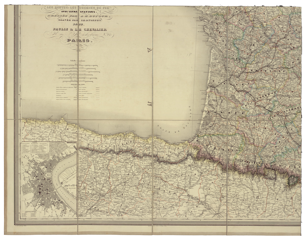 (N:34423) CARTE ADMINISTRATIVE ET PHYSIQUE DE LA FRANCE - FOGLIO 4 (B0020319) Carte e stampe antiche: riproduzione a colori su carta (formato A1)