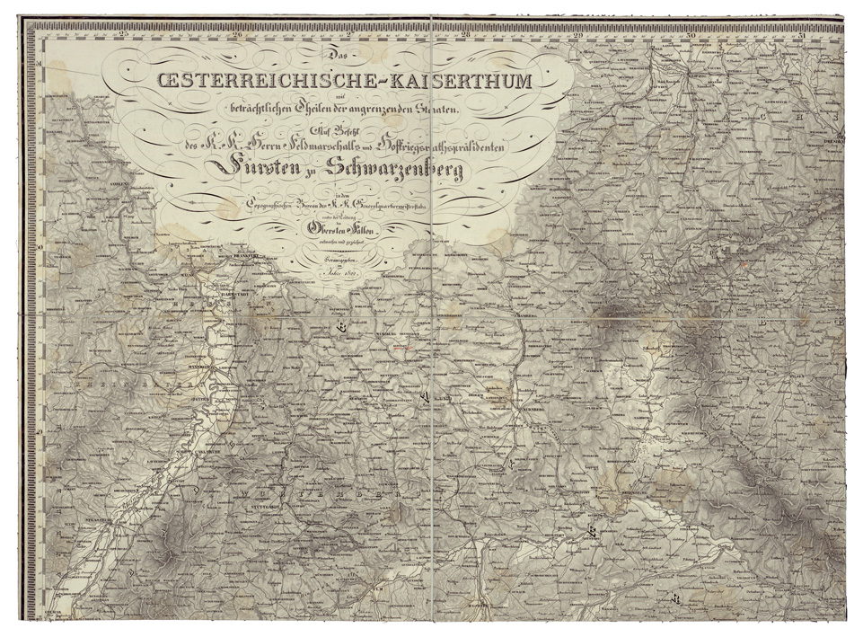 (N:34443) OESTERREICHISCHE KAISERTHUM MIT BETRACHTLICHEN ETC... - FOGLIO I STUTTGARD (B0020325) Carte e stampe antiche: riproduzione a colori su carta (formato A1)