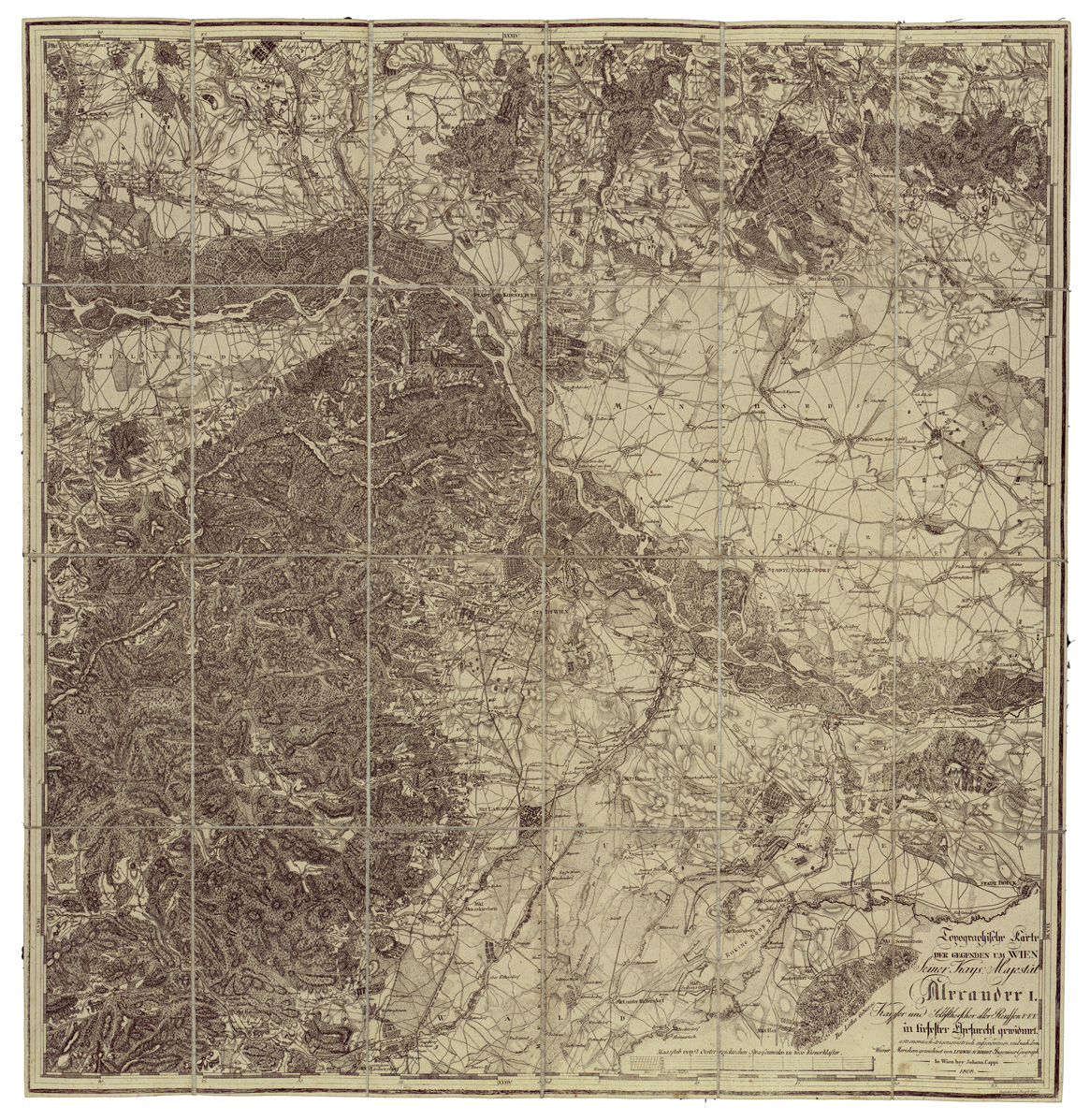 (N:34462) TOPOGRAPHISCHE KARTE DER GEGENDEN UND VIEN ETC... (B0020339) Carte e stampe antiche: riproduzione a colori su carta (formato A1)