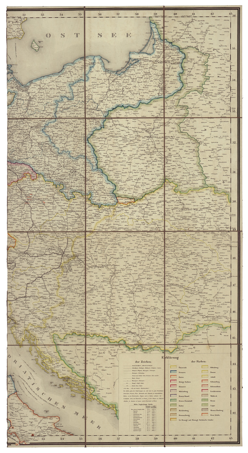 (N:34466) POST KARTE VON DEUTSCHLAND UND DER ANGRONZENDEN ETC...  - FOGLIO 2 (B0020343) Carte e stampe antiche: riproduzione a colori su carta (formato A1)