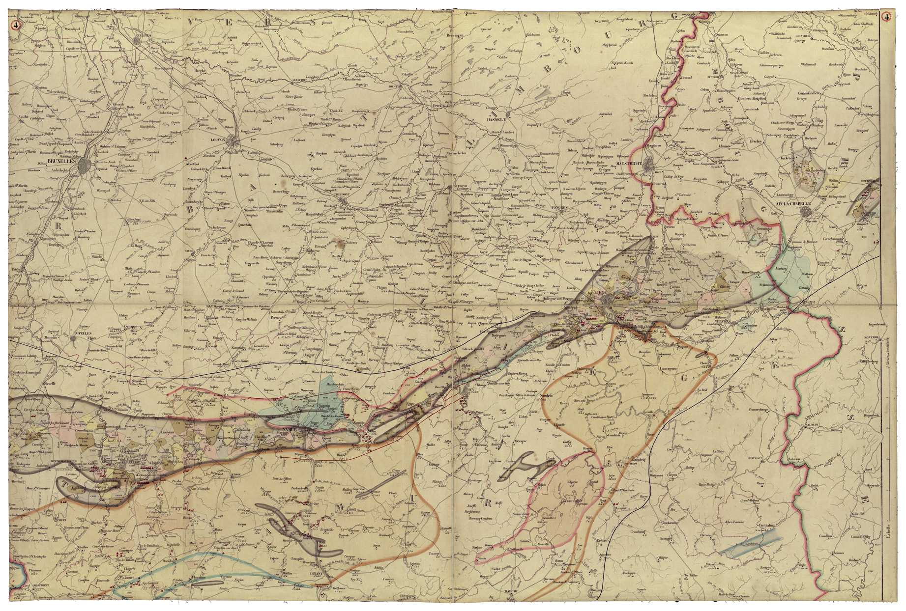 (N:34518) CARTE ADMINISTRATIVE ET INDUSTRIELLE COMPRENANT LES MINES ETC... DE LA BELGIQUE - FOGLIO 4 (B0020349) Carte e stampe antiche: riproduzione a colori su carta (formato A1)