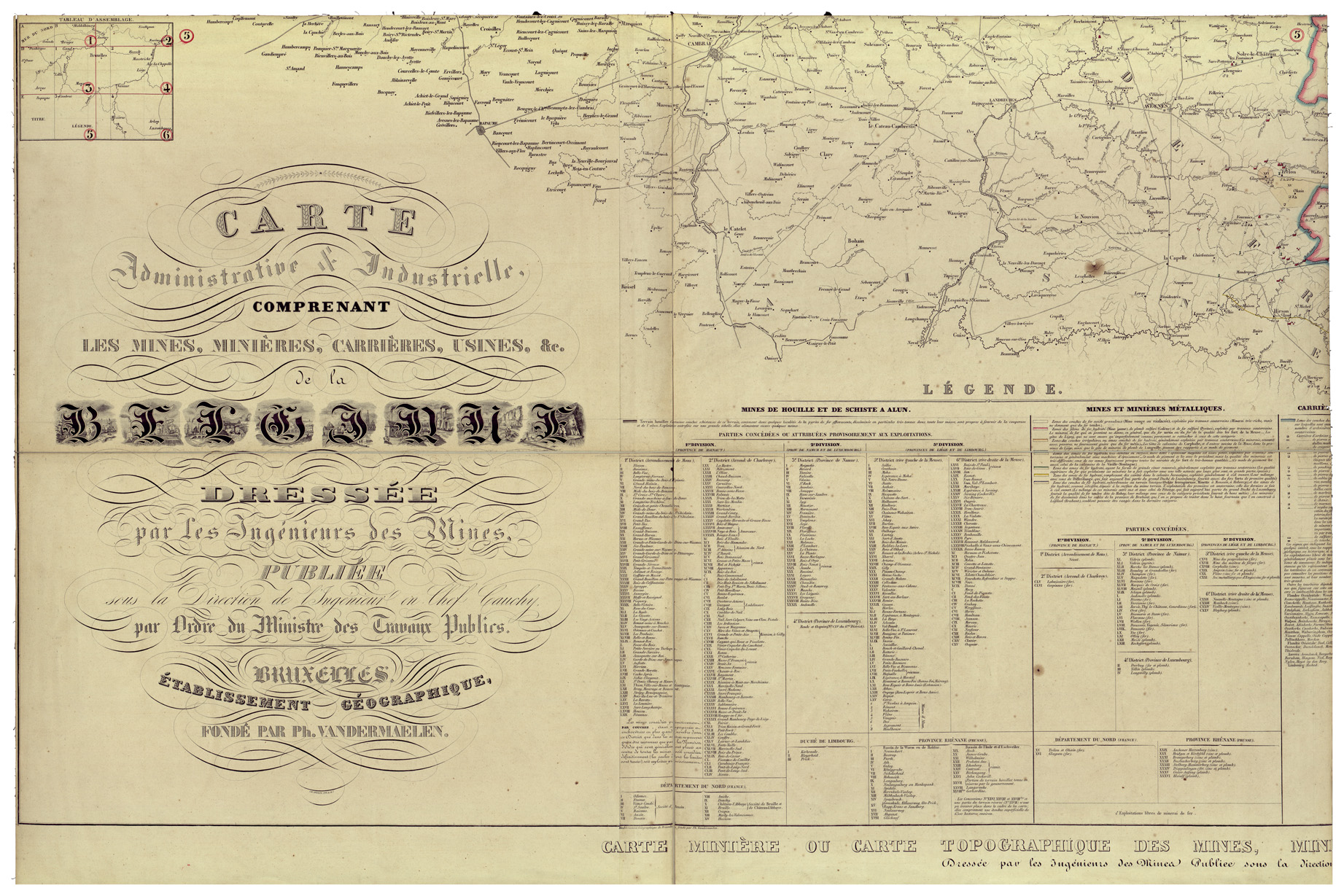 (N:34519) CARTE ADMINISTRATIVE ET INDUSTRIELLE COMPRENANT LES MINES ETC... DE LA BELGIQUE - FOGLIO 5 (B0020350) Carte e stampe antiche: riproduzione a colori su carta (formato A1)