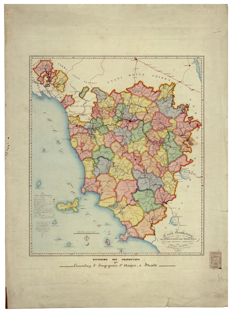 (N:34532) CARTA GEOMETRICA DEL GRANDUCATO DI TOSCANA ETC... (B0020363) Carte e stampe antiche: riproduzione a colori su carta (formato A1)
