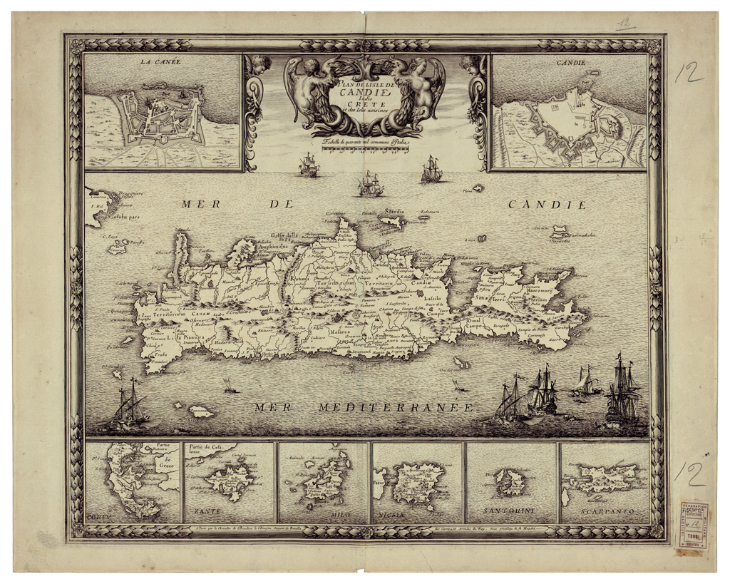 (N:34538) PLAN DE L'ISLE DE CANDIE IADIS CRETE ET DES ISLES VOISINES (B0020369) Carte e stampe antiche: riproduzione a colori su carta (formato A1)