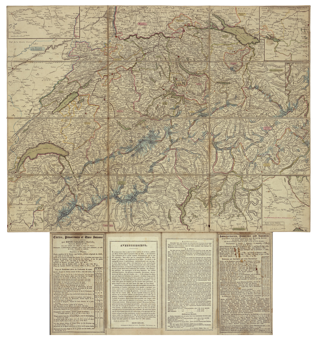 (N:34550) CARTES PANORAMAS ET ROUTIERE DE LA SUISSE
 (B0020380) Carte e stampe antiche: riproduzione a colori su carta (formato A1)