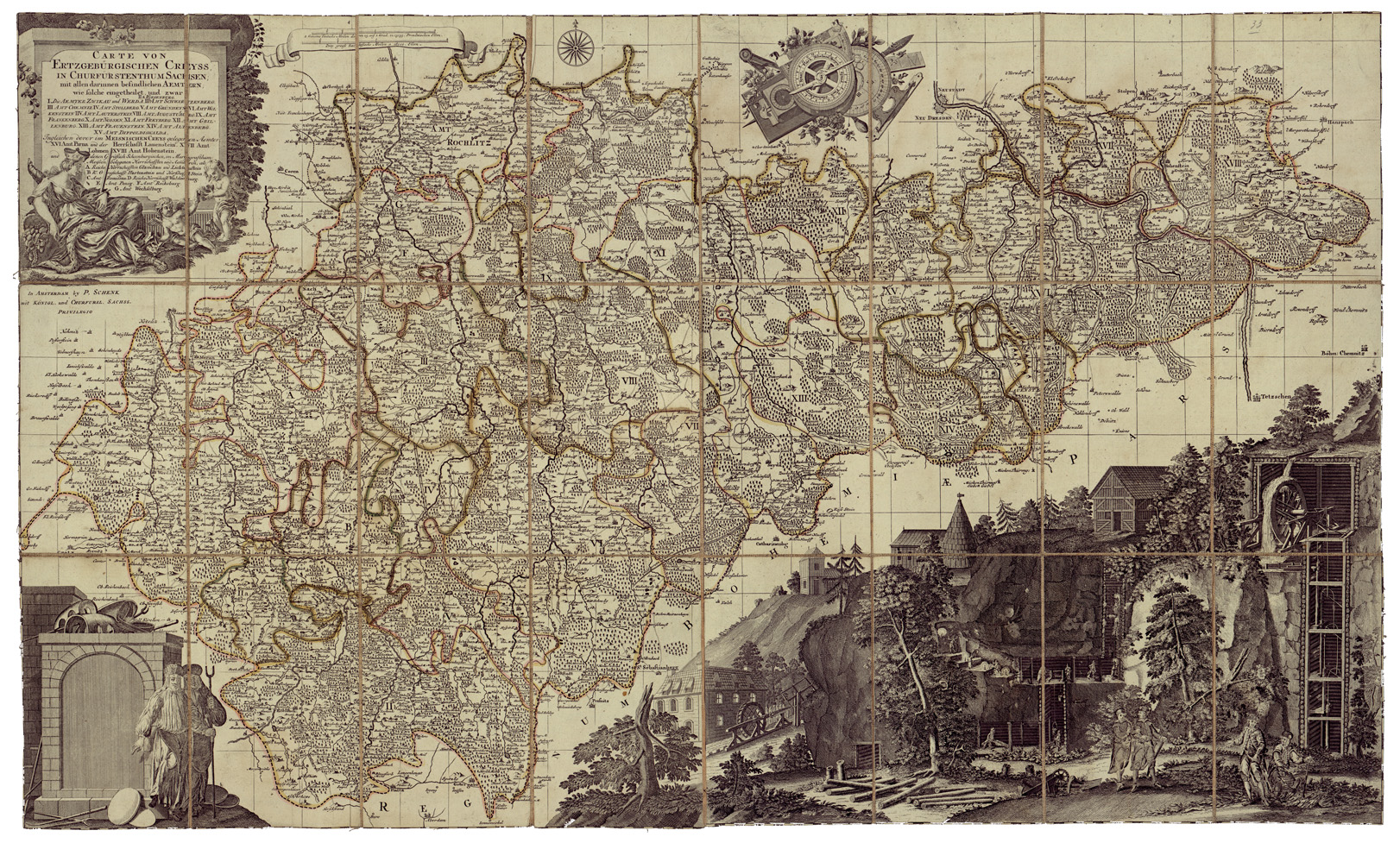 (N:34557) KARTE VON ERTZGEBURGISCHEN CREYSS ETC...
 (B0020387) Carte e stampe antiche: riproduzione a colori su carta (formato A1)