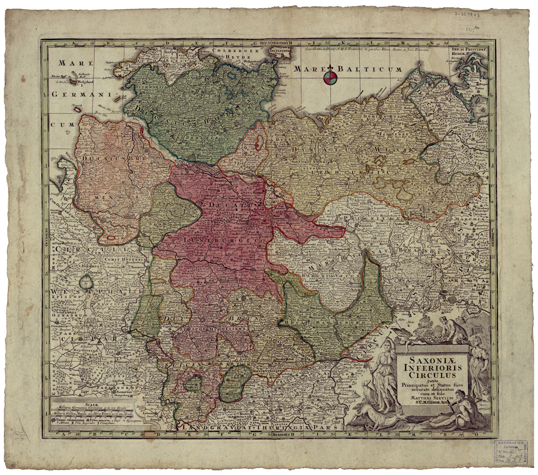 (N:34612) SAXONIAE INFERIORIS CIRCULUS ETC... (B0020442) Carte e stampe antiche: riproduzione a colori su carta (formato A1)