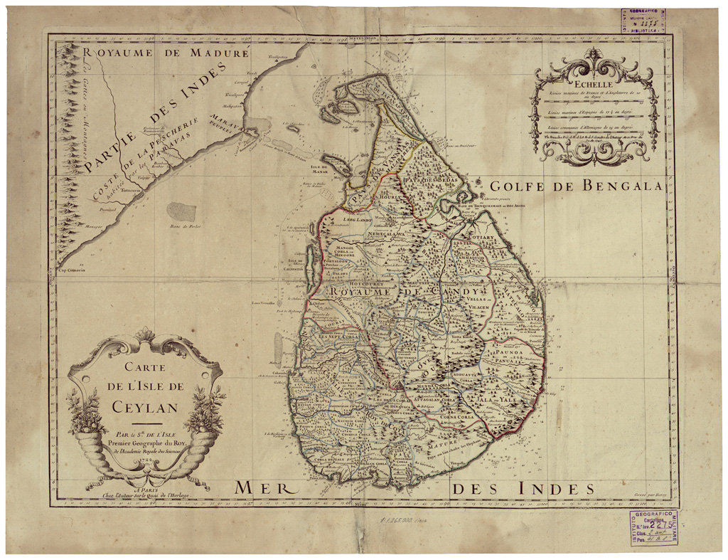 (N:34613) CARTE DE L'ISLE DE CEYLAN (B0020443) Carte e stampe antiche: riproduzione a colori su carta (formato A1)