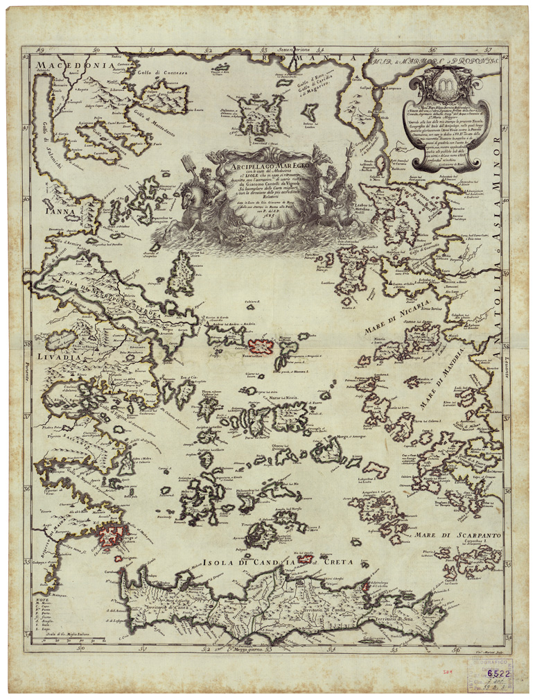 (N:34641) ARCIPELAGO MAR EGEO (B0020473) Carte e stampe antiche: riproduzione a colori su carta (formato A1)