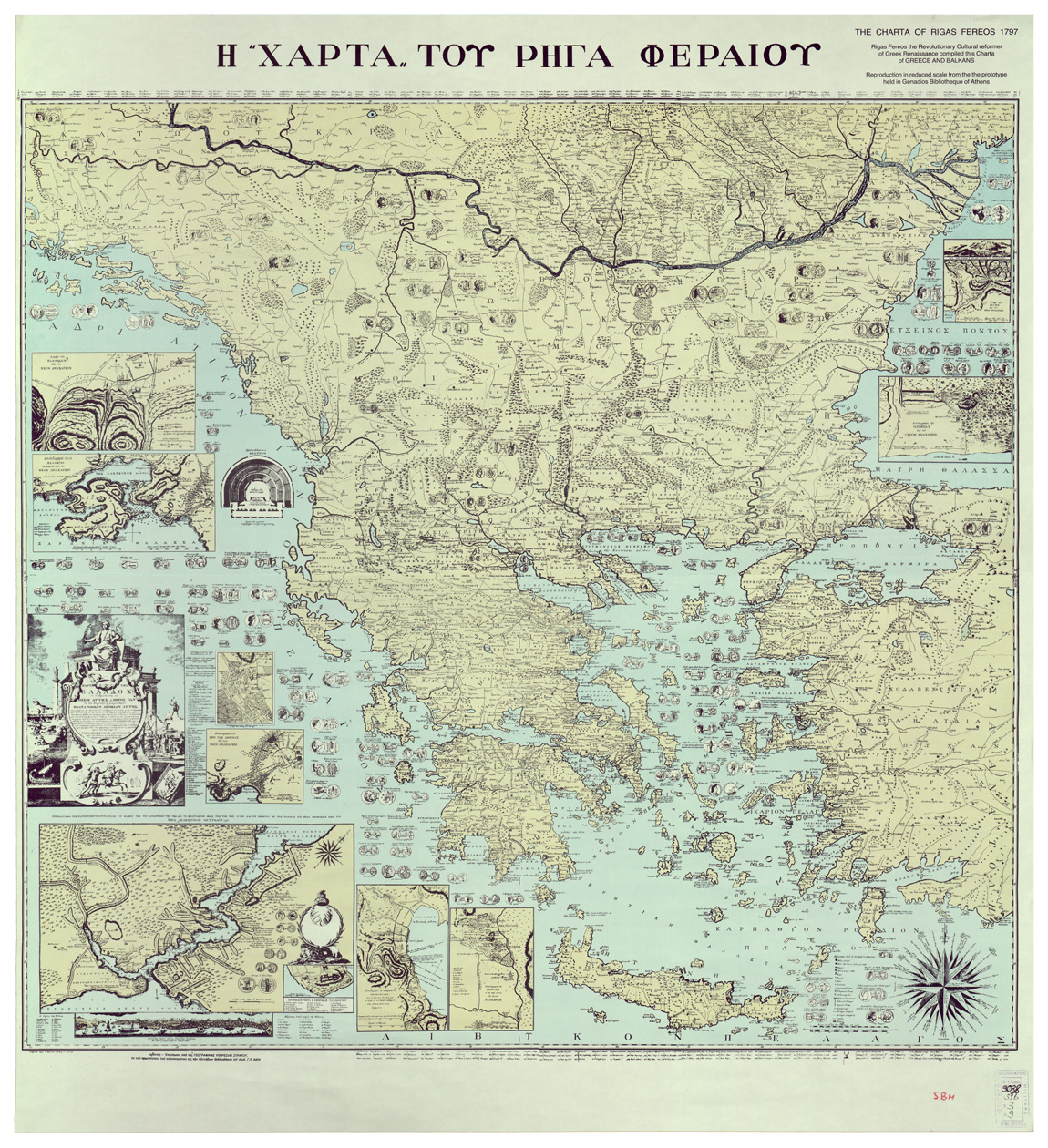 (N:34643) CARTA ANTICA DELLA GRECIA (B0020475) Carte e stampe antiche: riproduzione a colori su carta (formato A1)