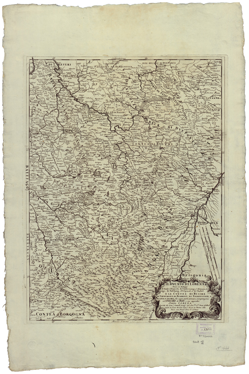 (N:34692) IL DUCATO DI LORENA DIVISI NELLE LORO CITTA', VESCOVATI, BALIAGGI, CONTEE ETC... - FOGLIO 2 (B0020525) Carte e stampe antiche: riproduzione a colori su carta (formato A1)