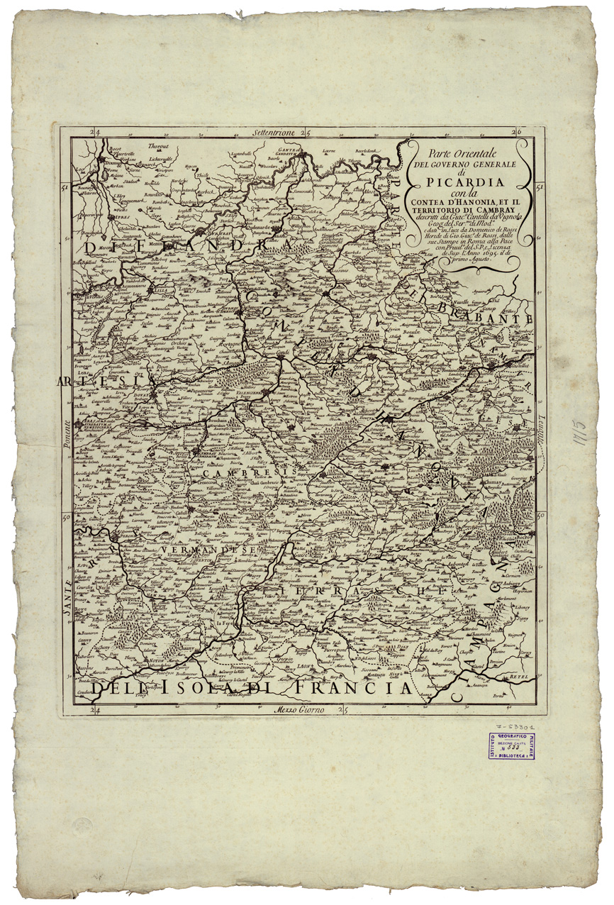 (N:34694) PARTE ORIENTALE E PARTE OCCIDENTALE DEL GOVERNO DI PICARDIA ETC... - FOGLIO 1 PARTE ORIENTALE (B0020527) Carte e stampe antiche: riproduzione a colori su carta (formato A1)