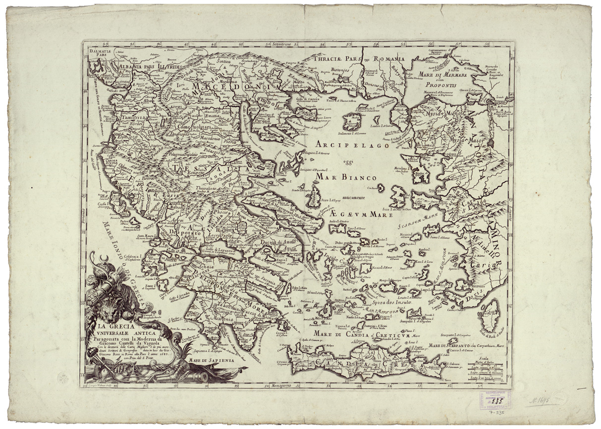 (N:34697) LA GRECIA UNIVERSALE ANTICA PARAGONATA CON LA MODERNA DA GIACOMO CANTELLI DA VIGNOLA (B0020530) Carte e stampe antiche: riproduzione a colori su carta (formato A1)